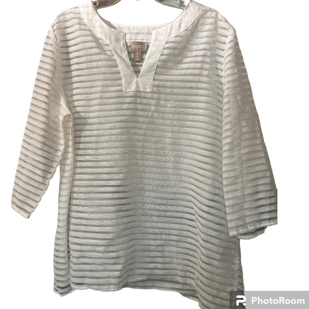 CHICO’S WHITE SEMI SHEER TOP/COVERUP